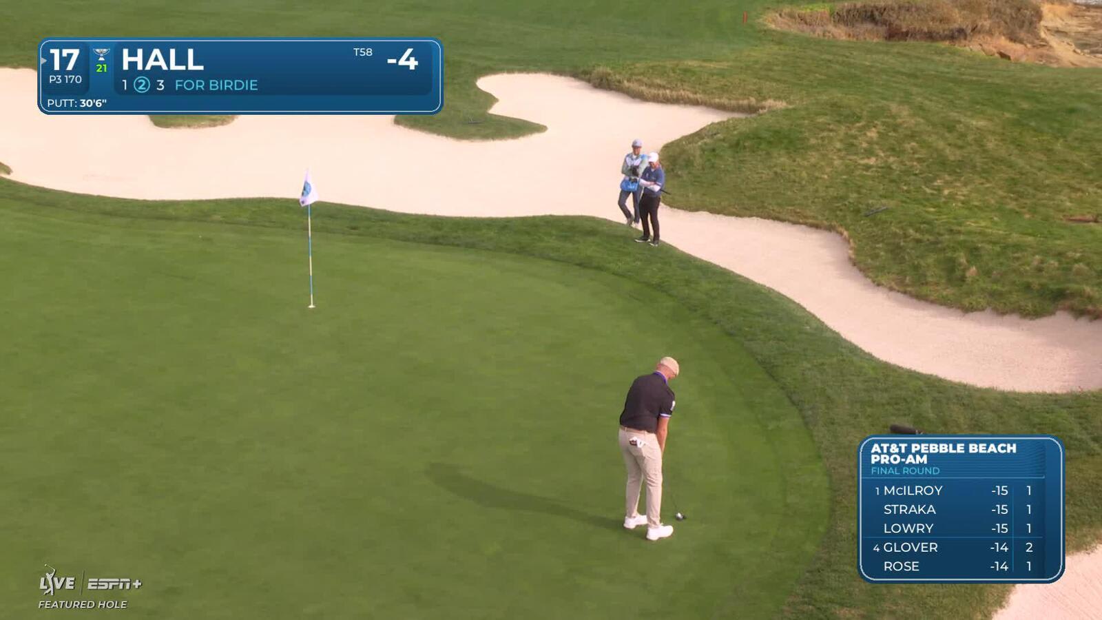 Harry Hall | Round 4 | 17th hole | Shot 3 | 2025 AT&T Pebble Beach