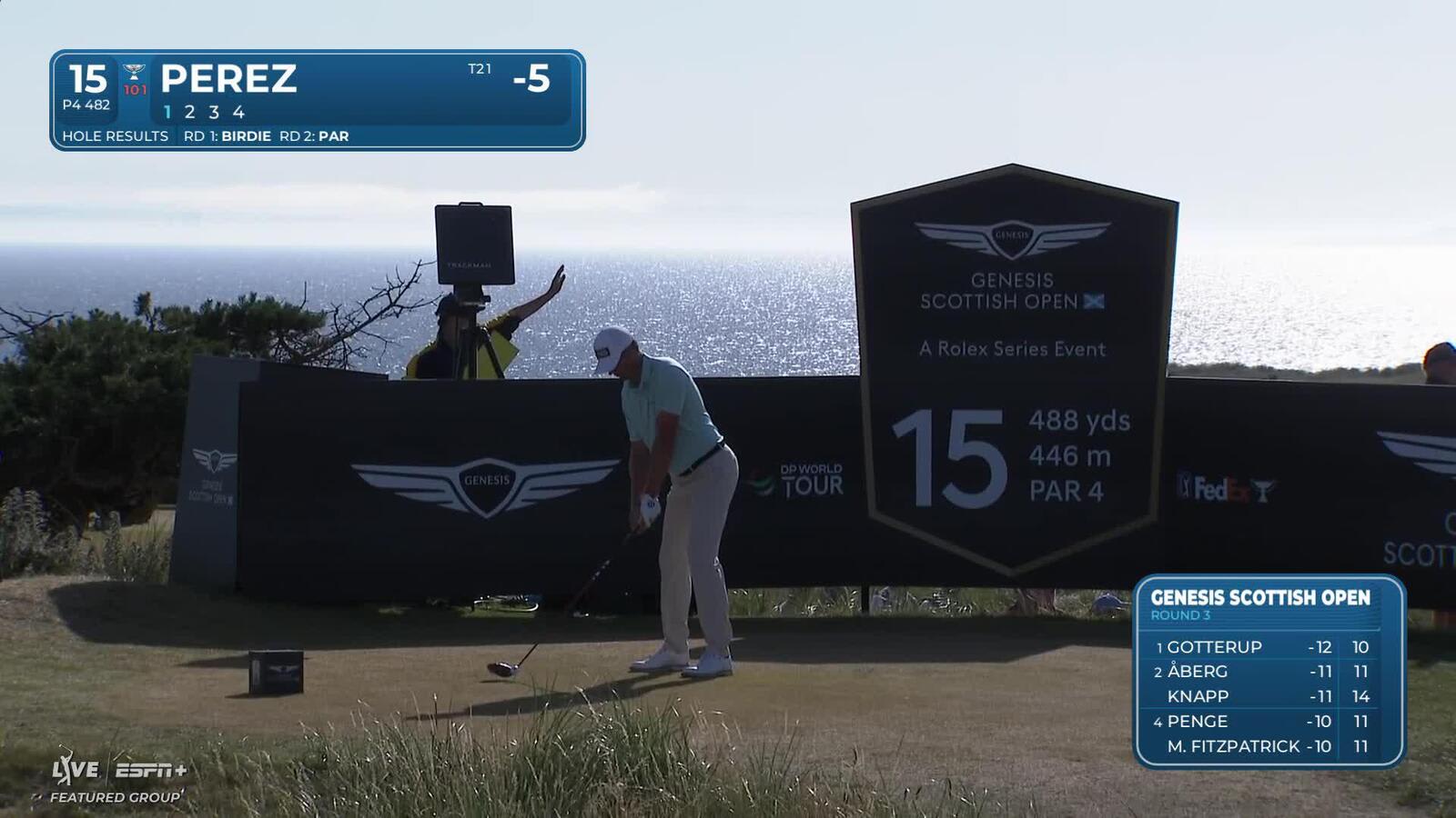 Victor Perez | Round 3 | 15th hole | Shot 1 | 2025 Genesis Scottish Open