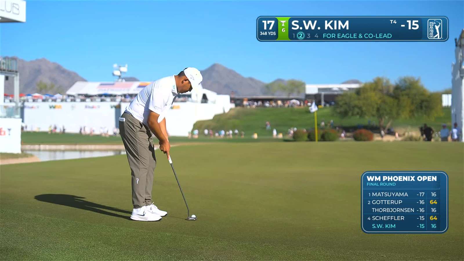 Si Woo Kim | Round 4 | 17th hole | Shot 2 | 2026 WM Phoenix Open