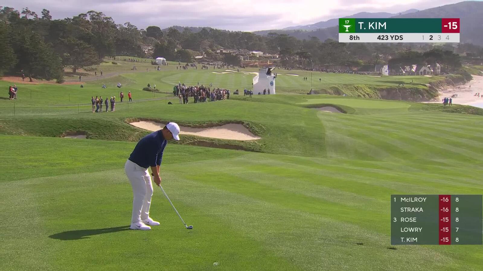 Tom Kim | Round 4 | 9th hole | Shot 2 | 2025 AT&T Pebble Beach