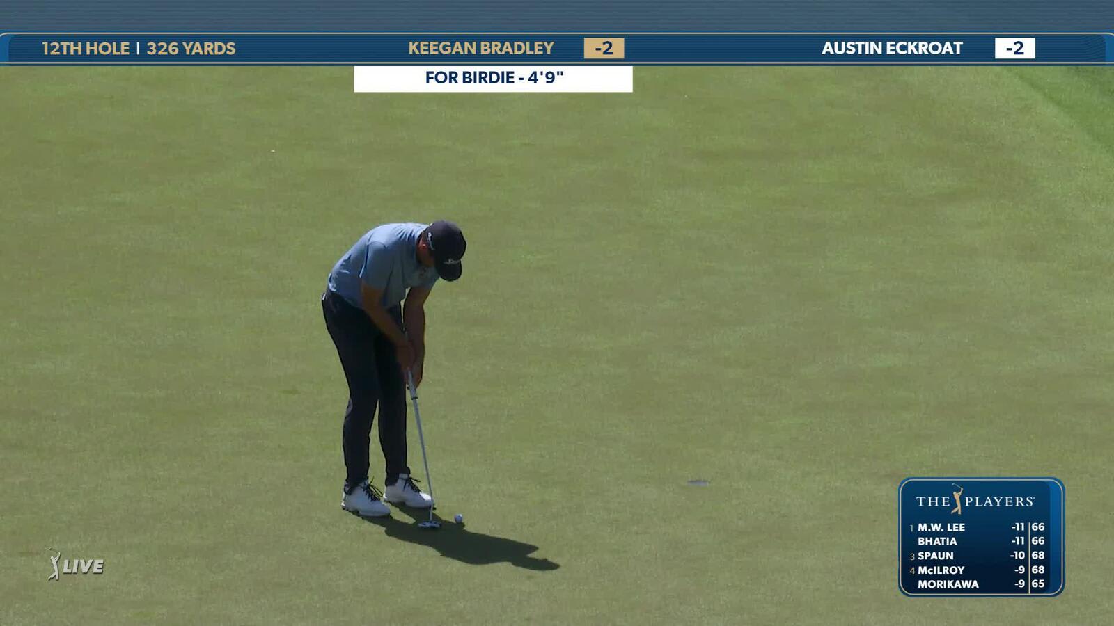 Keegan Bradley | Round 3 | 12th hole | Shot 3 | 2025 THE PLAYERS