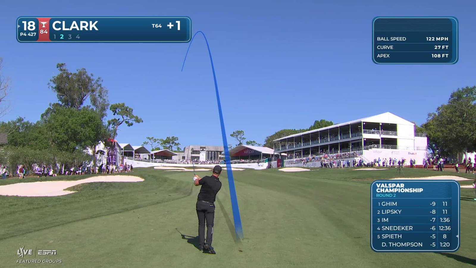 Wyndham Clark | Round 2 | 18th hole | Shot 2 | 2026 Valspar