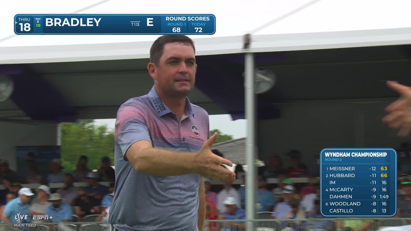 Keegan Bradley | Round 2 | 9th hole | Shot 6 | 2025 Wyndham