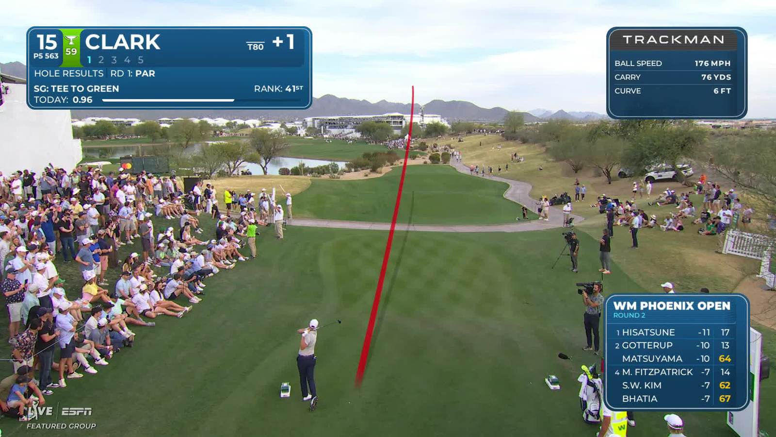 Wyndham Clark | Round 2 | 15th hole | Shot 1 | 2026 WM Phoenix Open