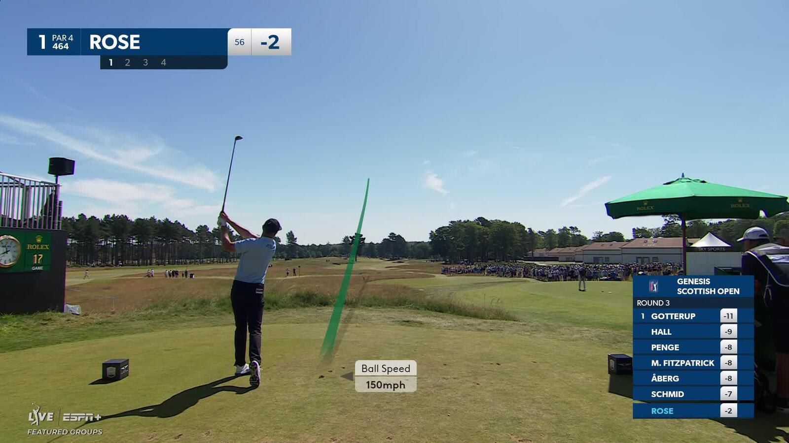 Justin Rose | Round 3 | 1st hole | Shot 1 | 2025 Genesis Scottish Open