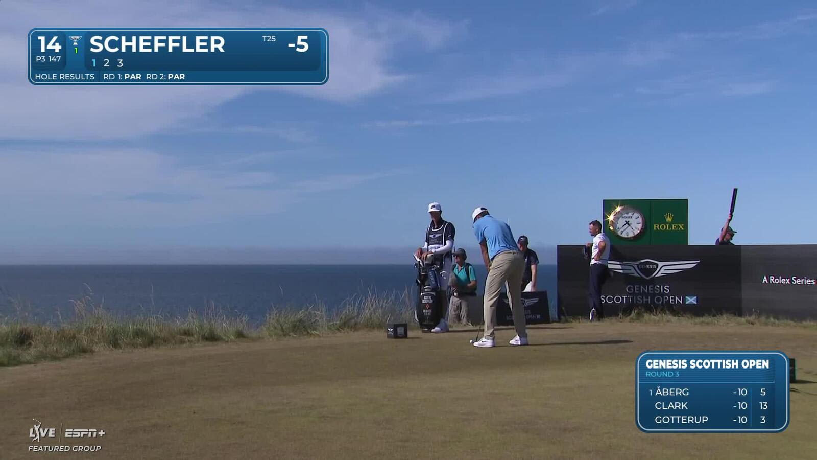 Scottie Scheffler | Round 3 | 14th hole | Shot 1 | 2025 Genesis Scottish Open
