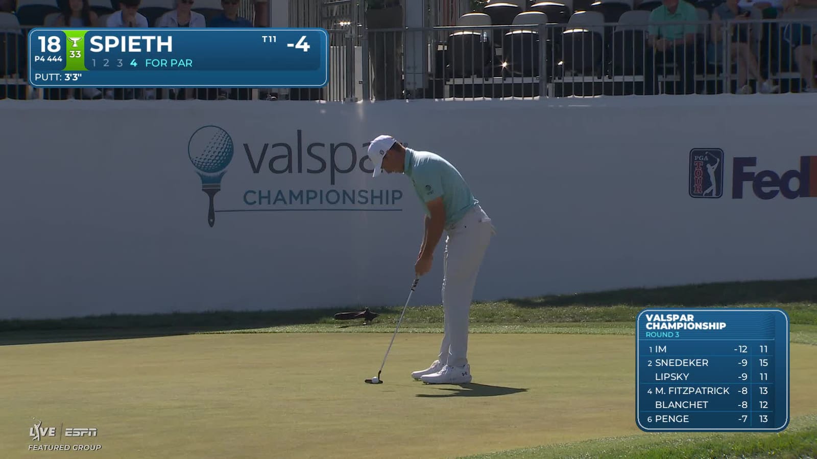 Jordan Spieth | Round 3 | 18th hole | Shot 4 | 2026 Valspar