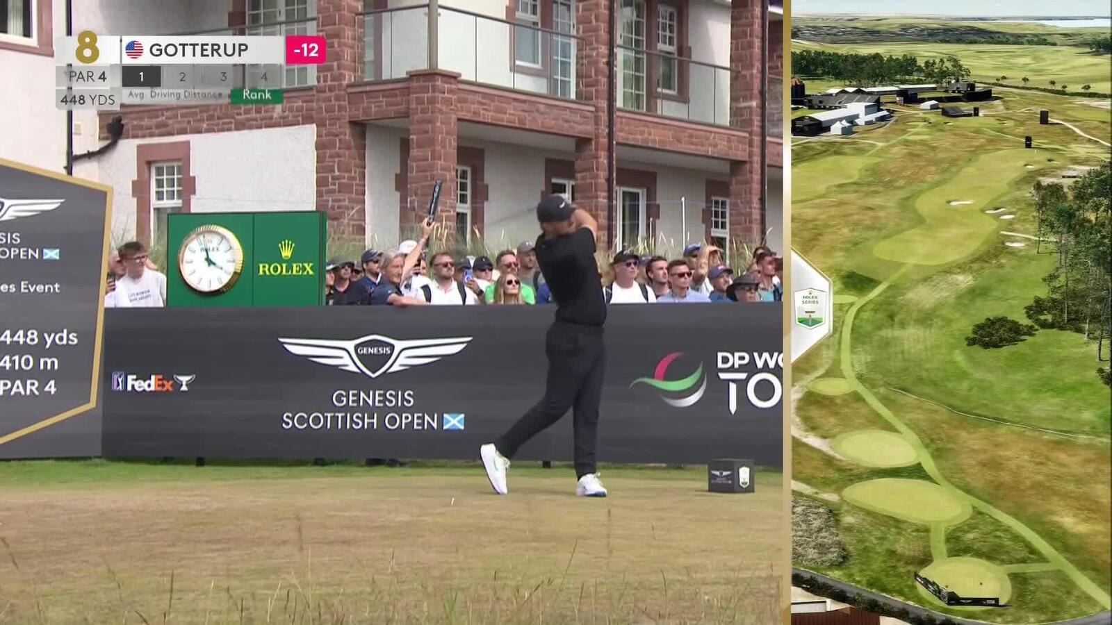 Chris Gotterup | Round 4 | 8th hole | Shot 1 | 2025 Genesis Scottish Open