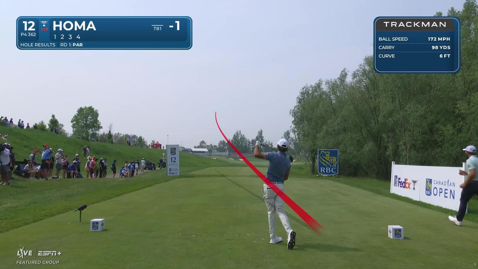 Max Homa | Round 2 | 12th hole | Shot 1 | 2025 RBC Canadian