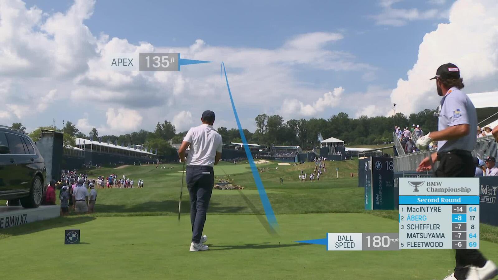 Ludvig Åberg | Round 2 | 18th hole | Shot 1 | 2025 BMW Championship