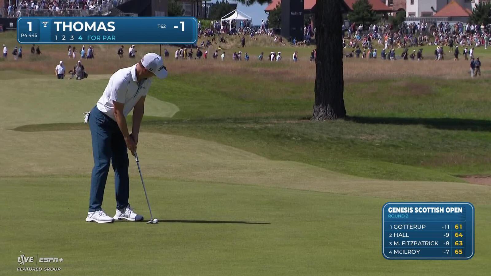 Justin Thomas | Round 2 | 1st hole | Shot 5 | 2025 Genesis Scottish Open