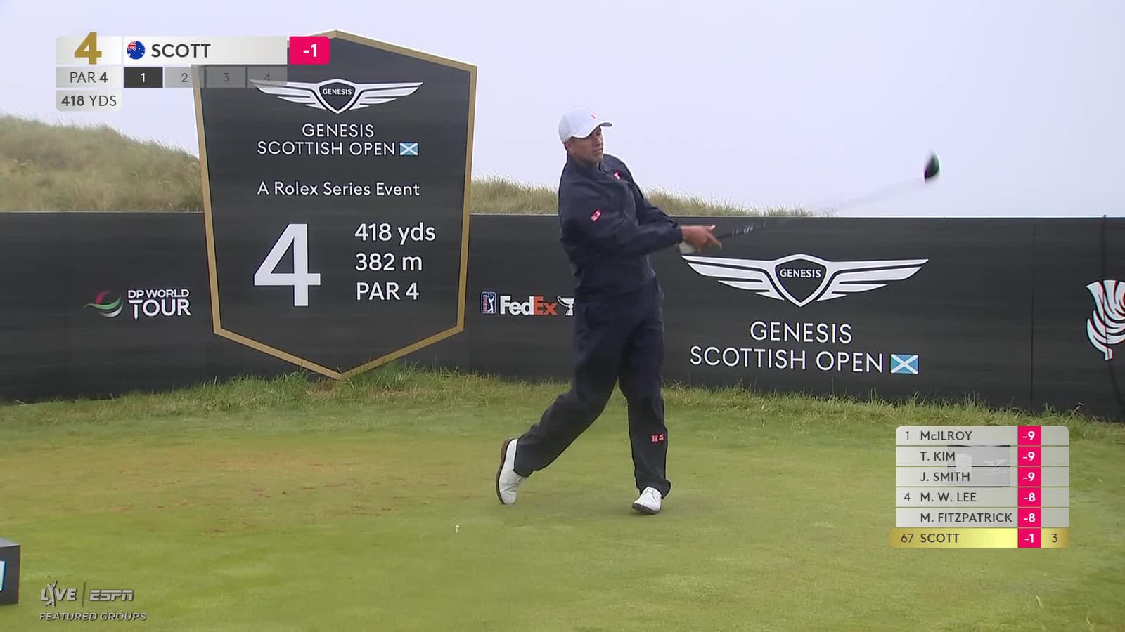 Adam Scott | Round 3 | 4th hole | Shot 1 | 2026 Genesis Scottish Open