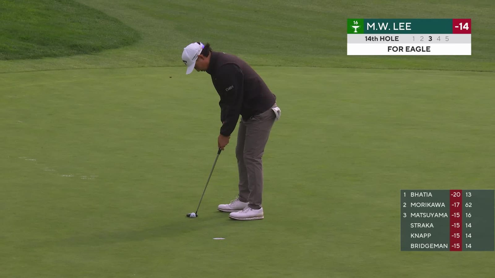 Min Woo Lee | Round 3 | 14th hole | Shot 3 | 2026 AT&T Pebble Beach