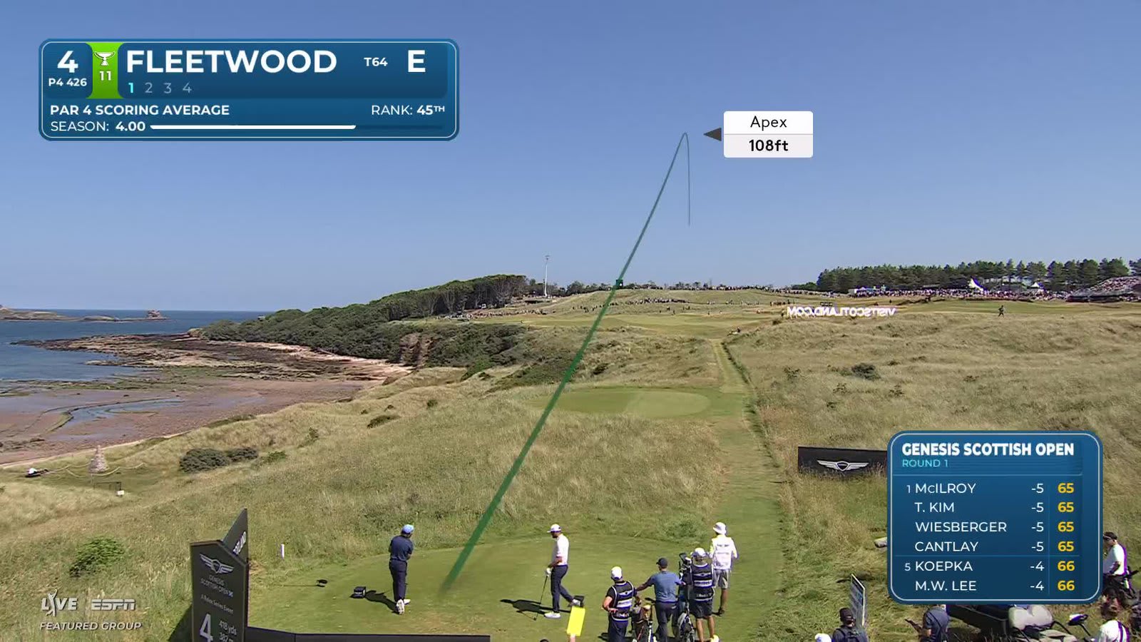 Tommy Fleetwood | Round 1 | 4th hole | Shot 1 | 2026 Genesis Scottish Open