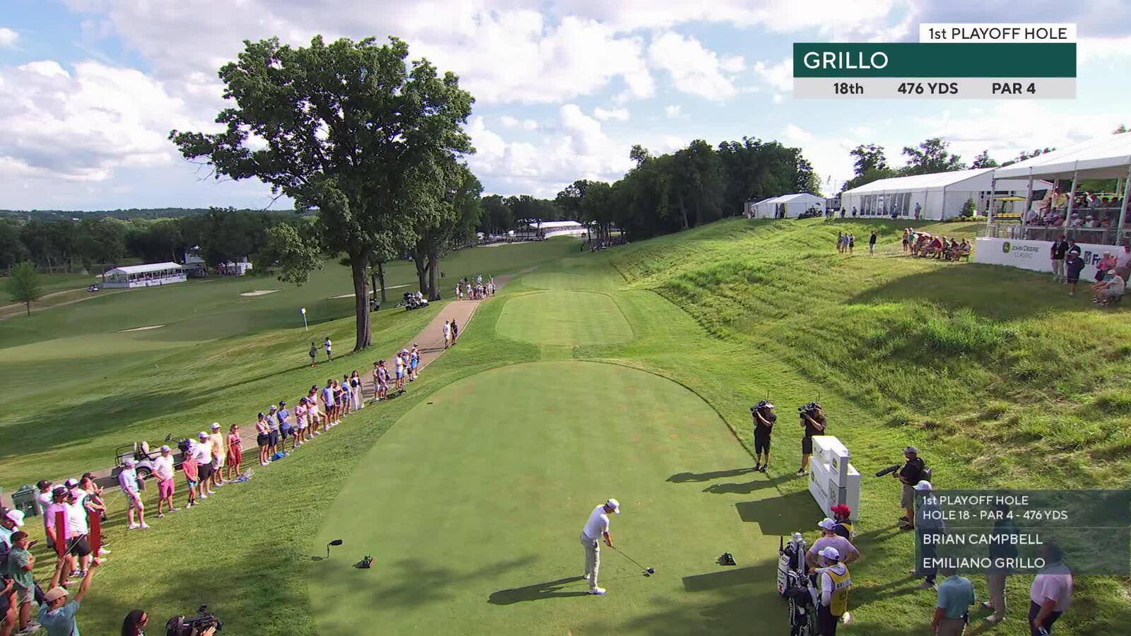 Emiliano Grillo | Playoff 1 | 18th hole | Shot 1 | 2025 John Deere