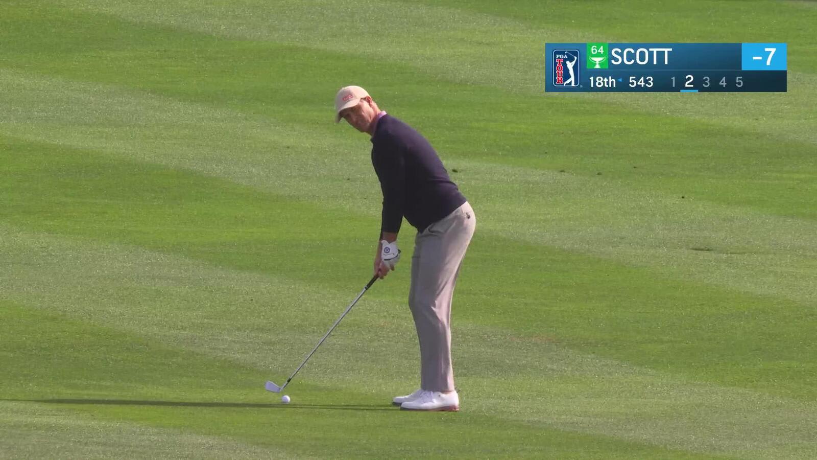 Adam Scott | Round 4 | 18th hole | Shot 2 | 2025 AT&T Pebble Beach