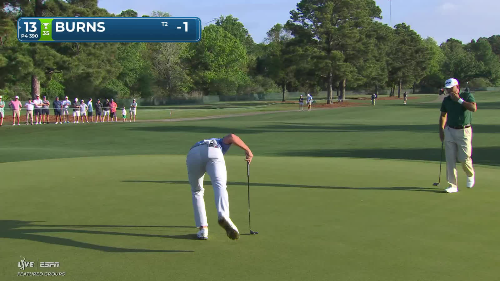 Sam Burns | Round 1 | 13th hole | Shot 4 | -1 