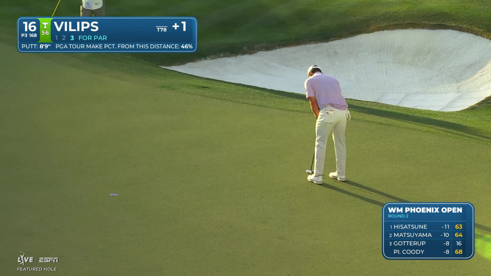 Karl Vilips | Round 2 | 16th hole | Shot 3 | 2026 WM Phoenix Open