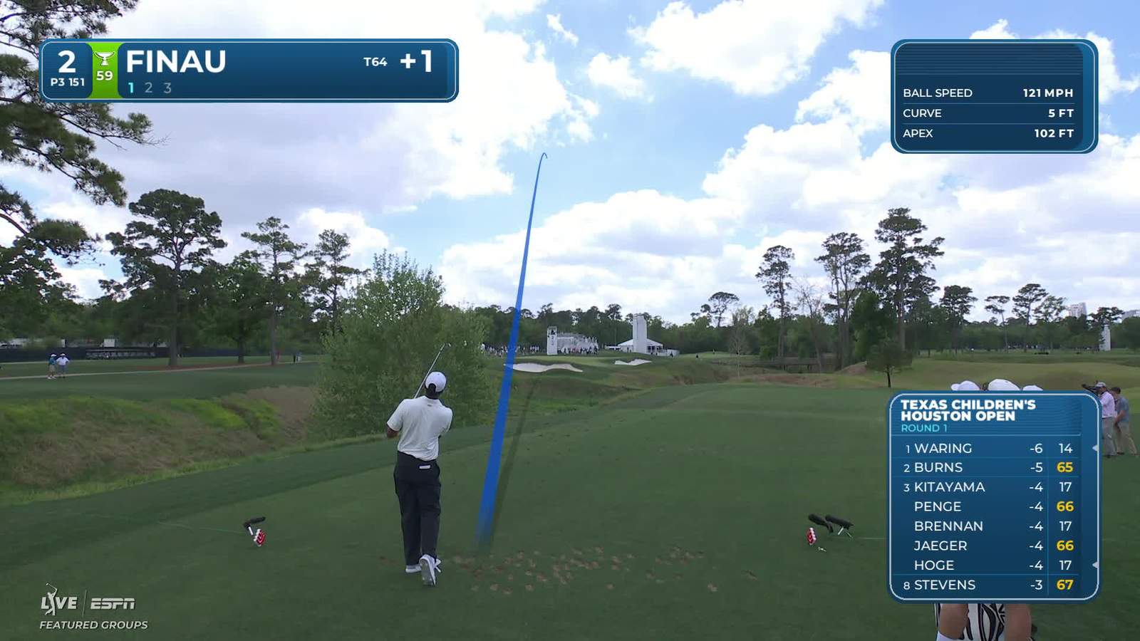 Tony Finau | Round 1 | 2nd hole | Shot 1 | -1 Houston Open