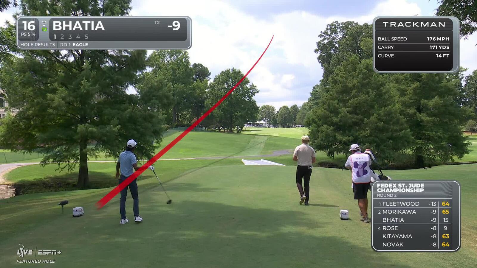 Akshay Bhatia | Round 2 | 16th hole | Shot 1 | 2025 FedEx St. Jude