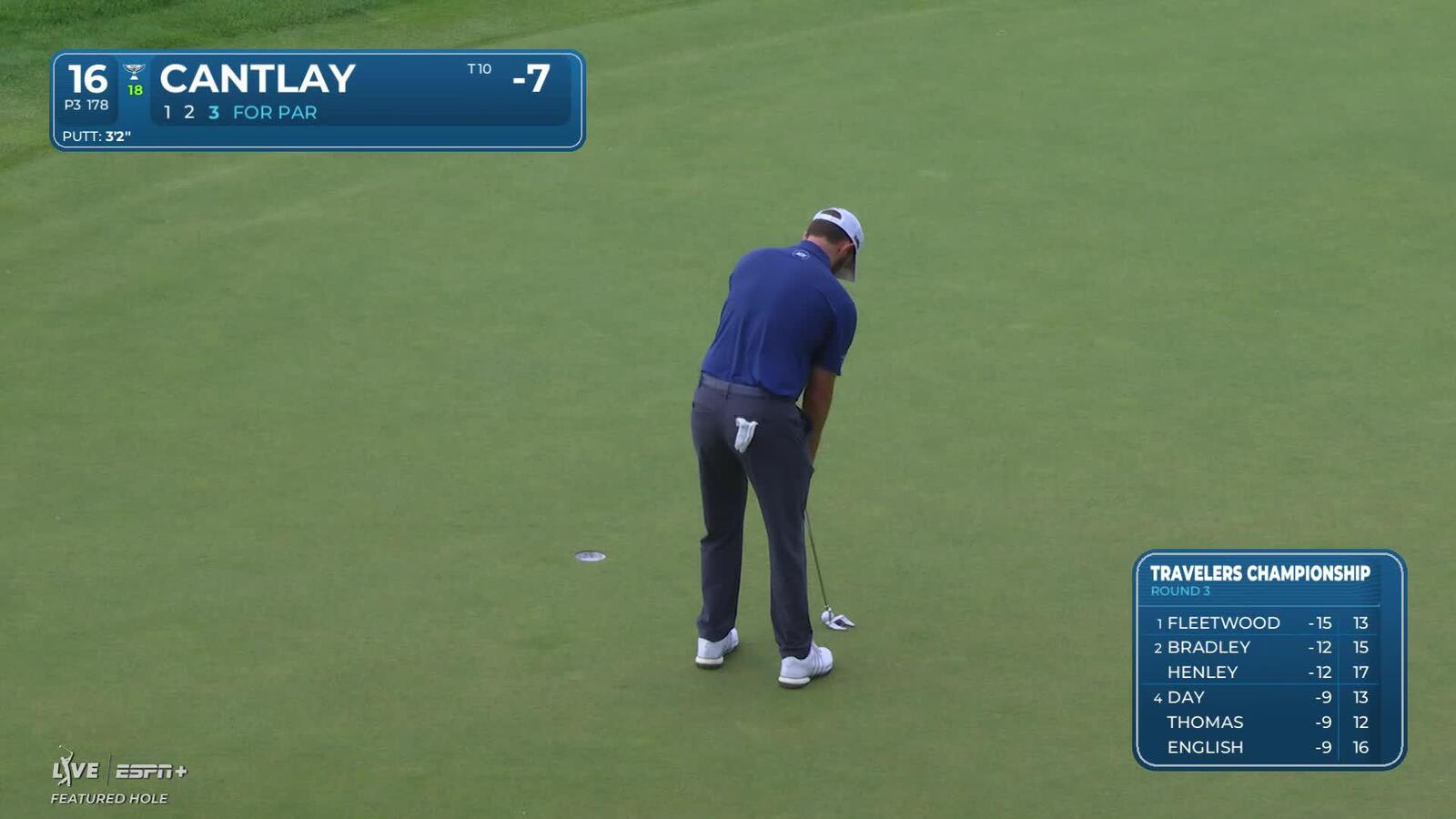 Patrick Cantlay | Round 3 | 16th hole | Shot 3 | 2025 Travelers