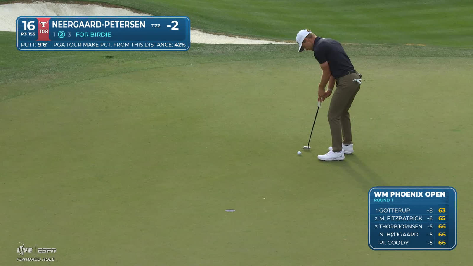 Rasmus Neergaard-Petersen | Round 1 | 16th hole | Shot 2 | 2026 WM Phoenix Open