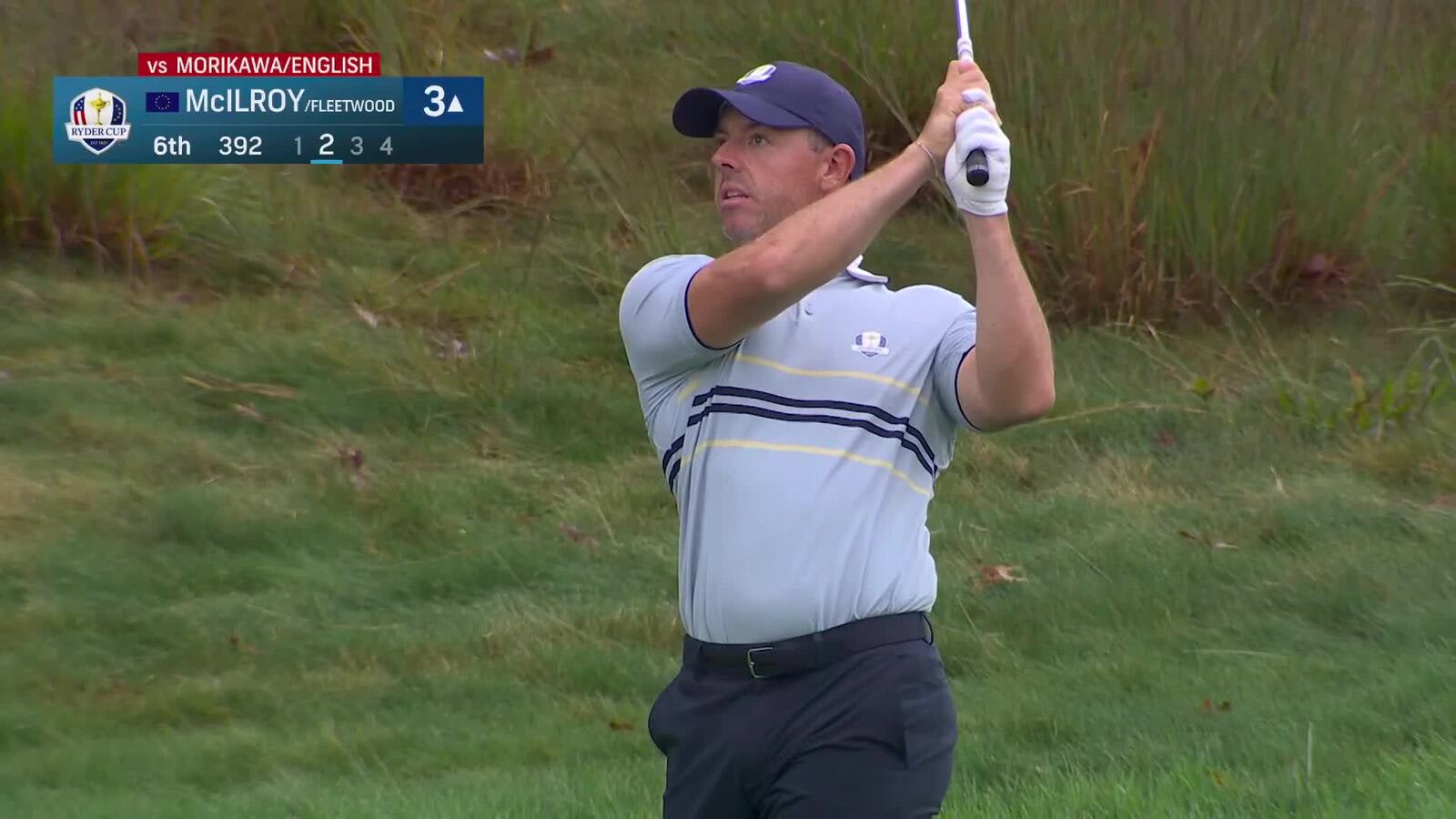 Rory McIlroy plants wedge for birdie at Ryder Cup