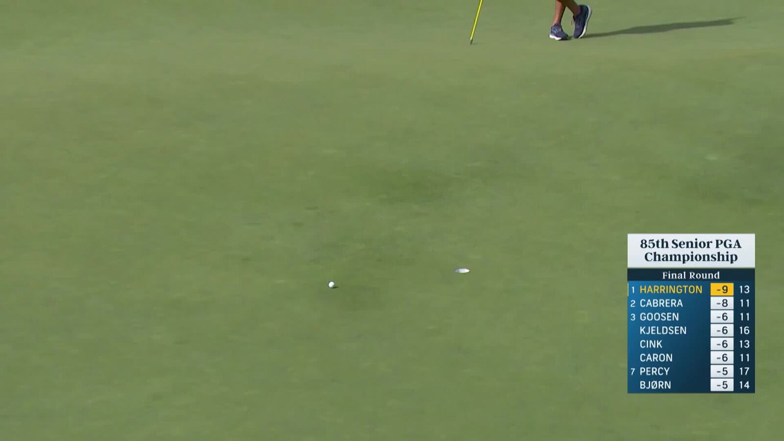 Padraig Harrington rolls in long birdie putt at Senior PGA