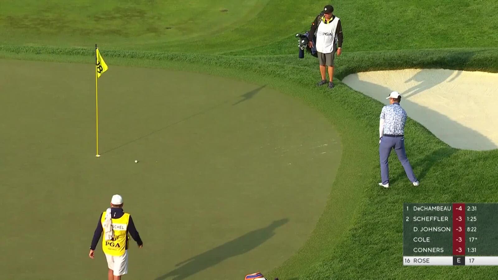 Justin Rose chips in for birdie at the PGA Championship
