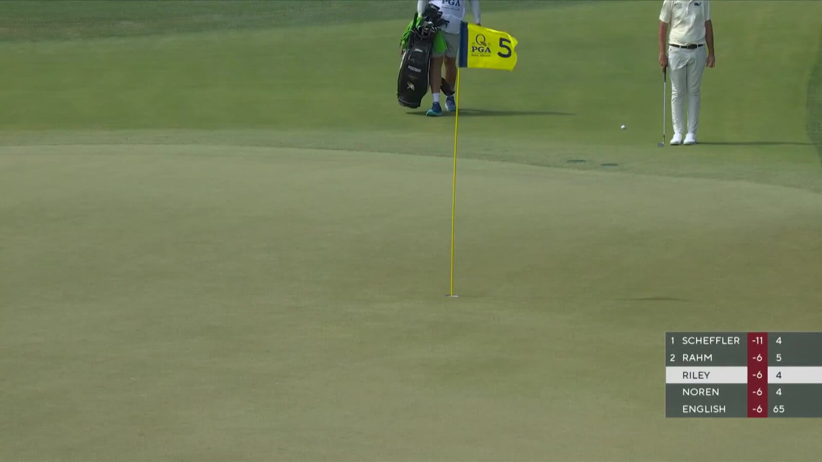 Davis Riley dunks in pitch for birdie at PGA Championship