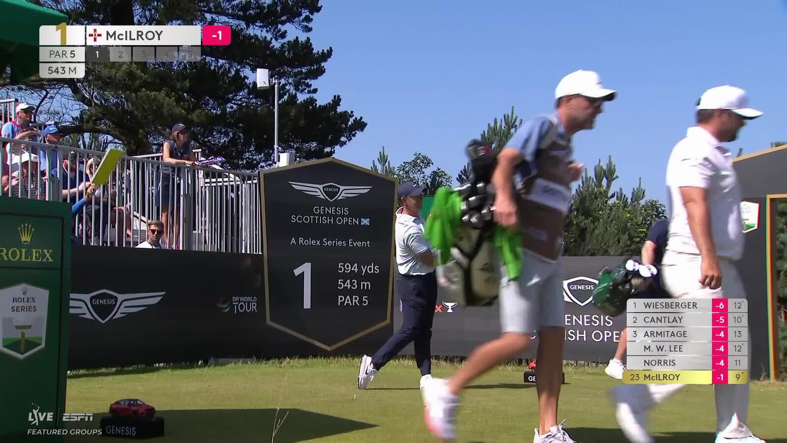 Rory McIlroy drains 19-foot eagle putt on No. 1 at Genesis Scottish Open