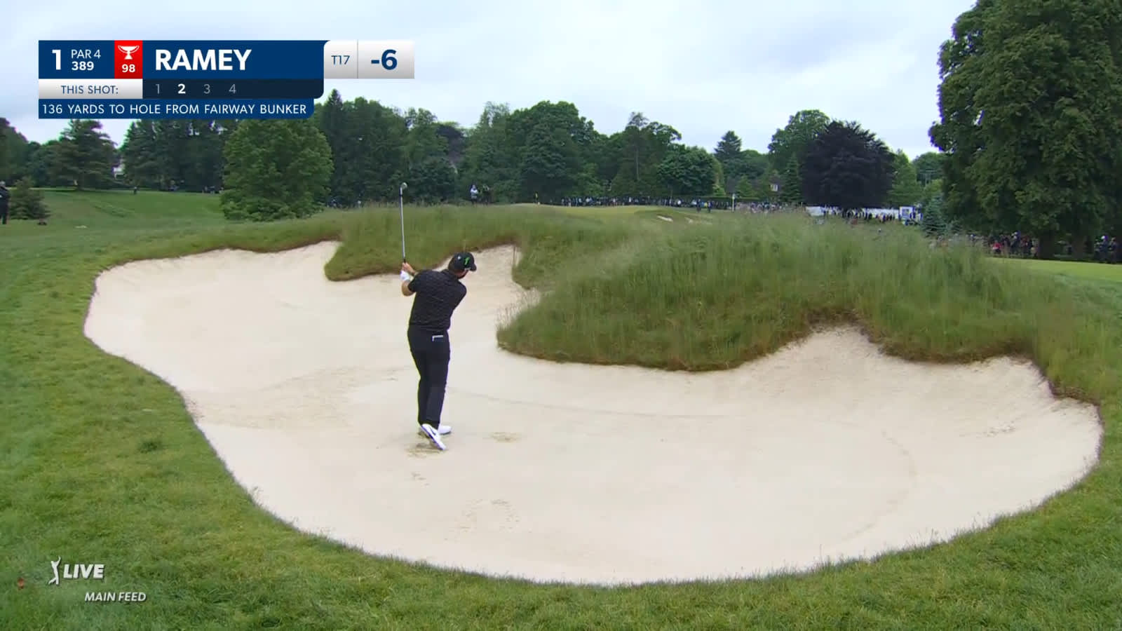Chad Ramey nearly makes approach from fairway bunker at RBC Canadian