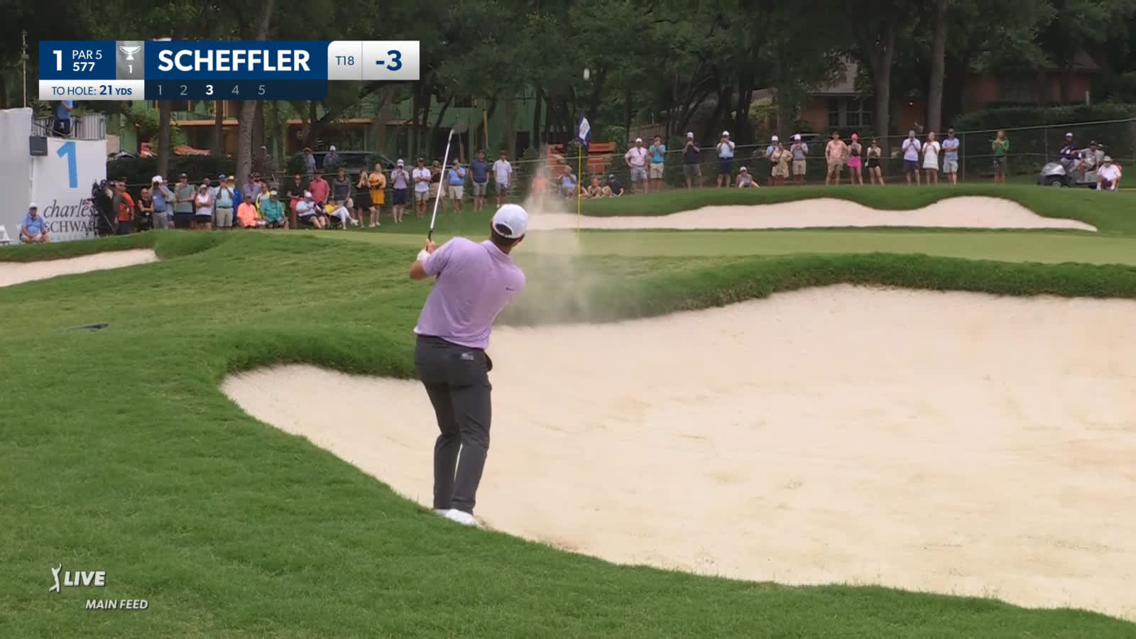 Scottie Scheffler grinds out a birdie to start his weekend at Charles Schwab
