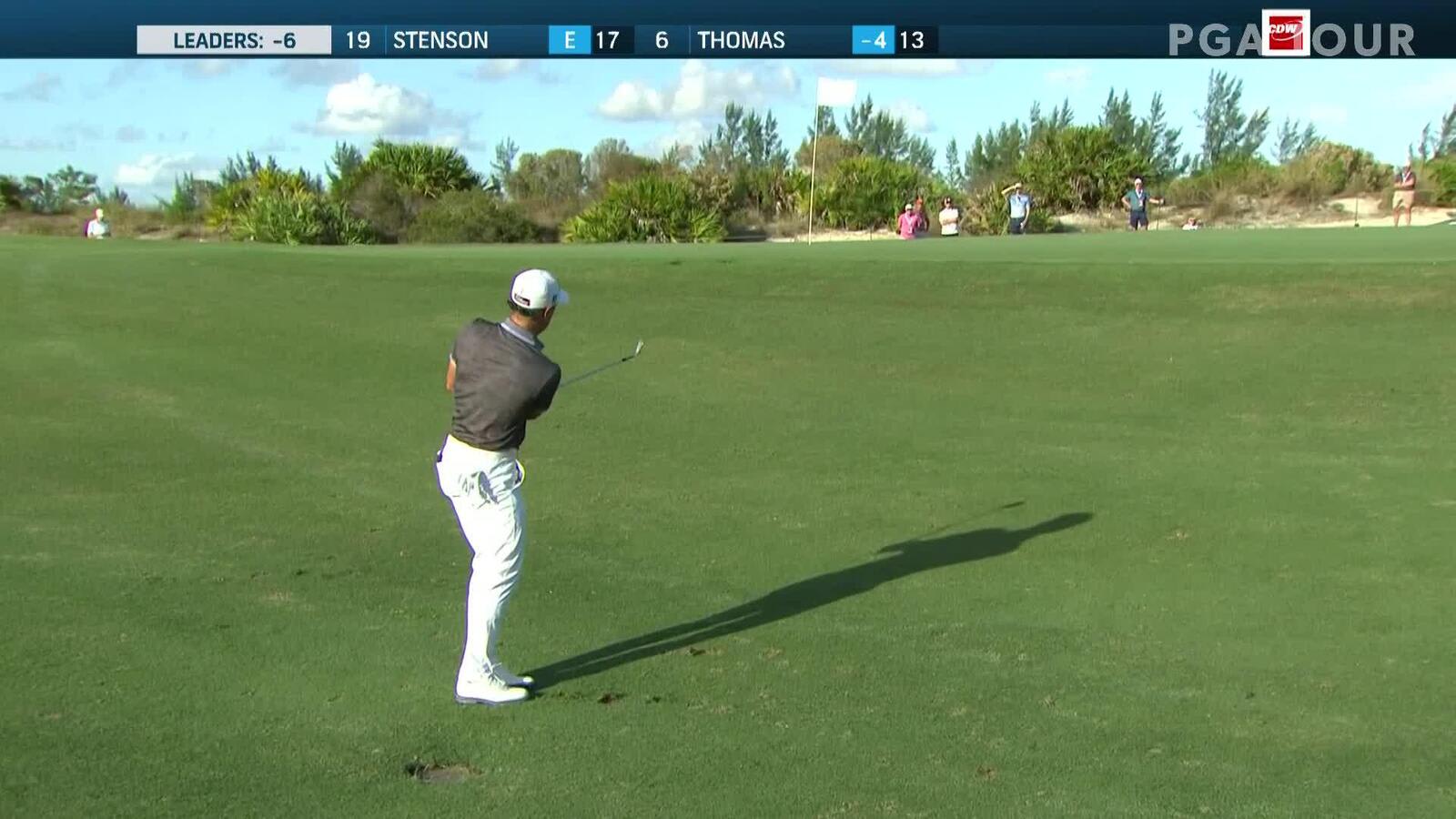 Justin Thomas chips it tight to set up birdie at Hero