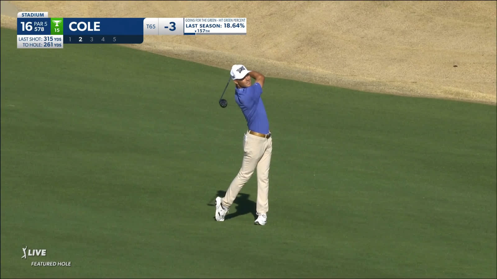 Eric Cole's excellent approach to green in two yields eagle at The American Express