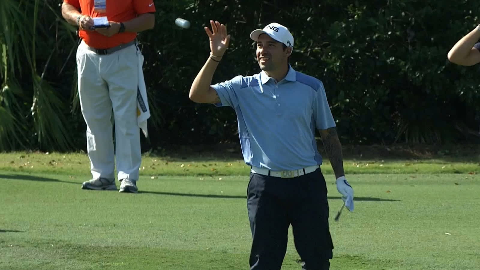 Angel Cabrera Jr. connects from off the green at PNC Father Son 