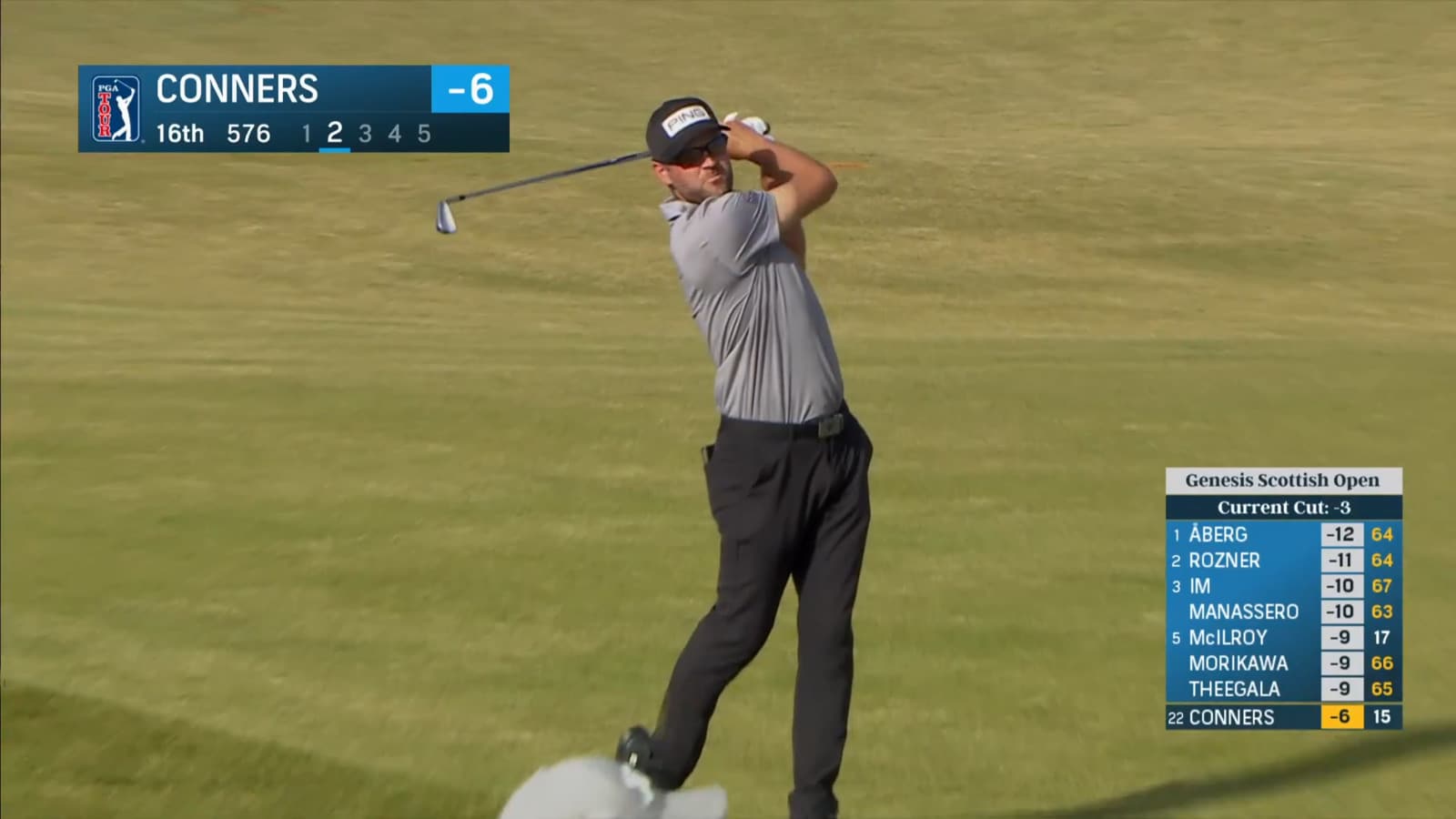 Corey Conners dribbles in birdie putt at Genesis Scottish Open
