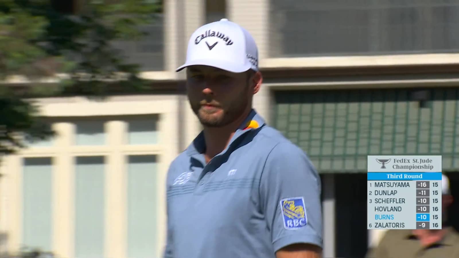 Sam Burns curls in a 23-foot birdie putt at FedEx St. Jude