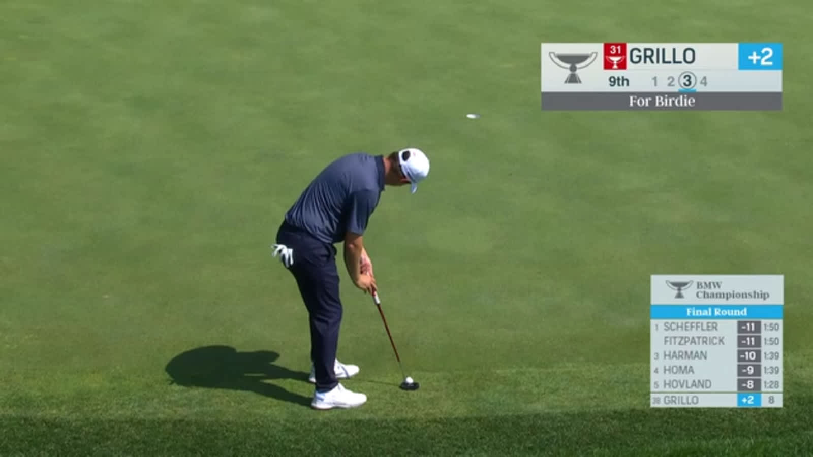 Emiliano Grillo sends in a 16-foot putt at BMW Championship