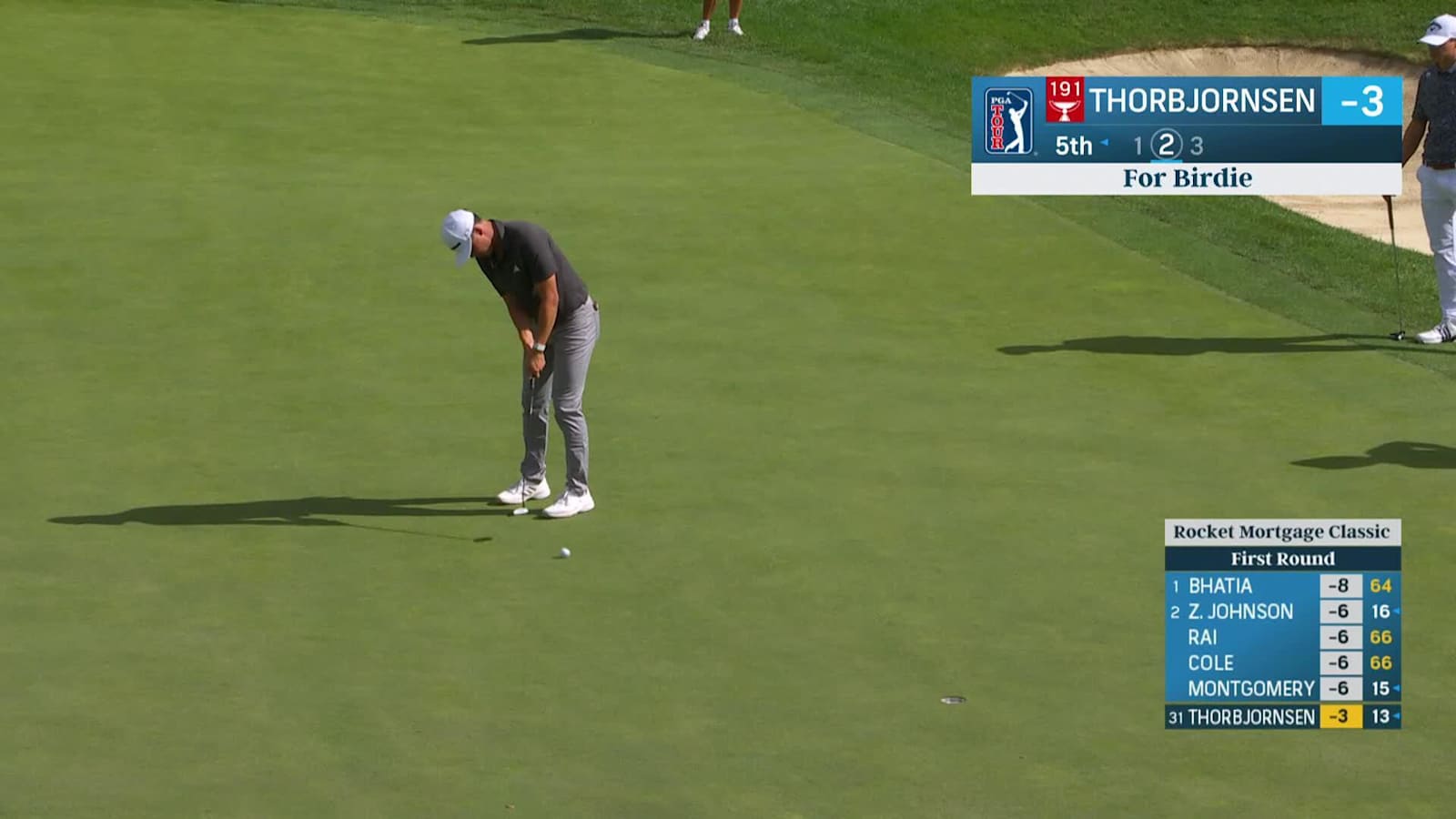 Michael Thorbjornsen makes birdie on No. 5 at Rocket Mortgage