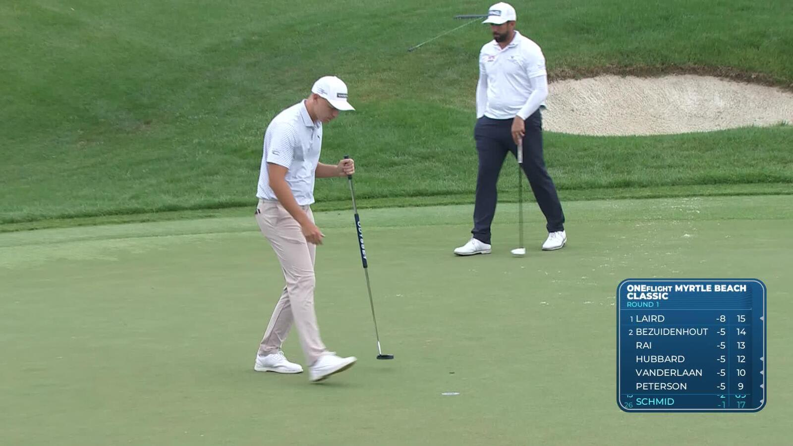 Matti Schmid sinks 10-foot birdie putt on No. 9 at ONEflight Myrtle