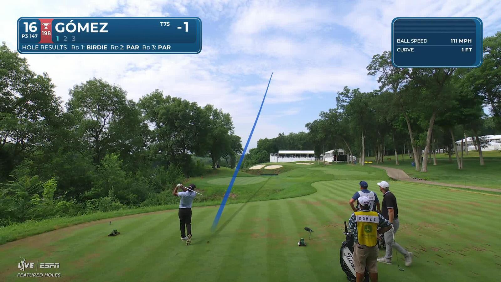 Fabián Gómez hits tee shot to 4 feet, sets up birdie on No. 16 at John Deere