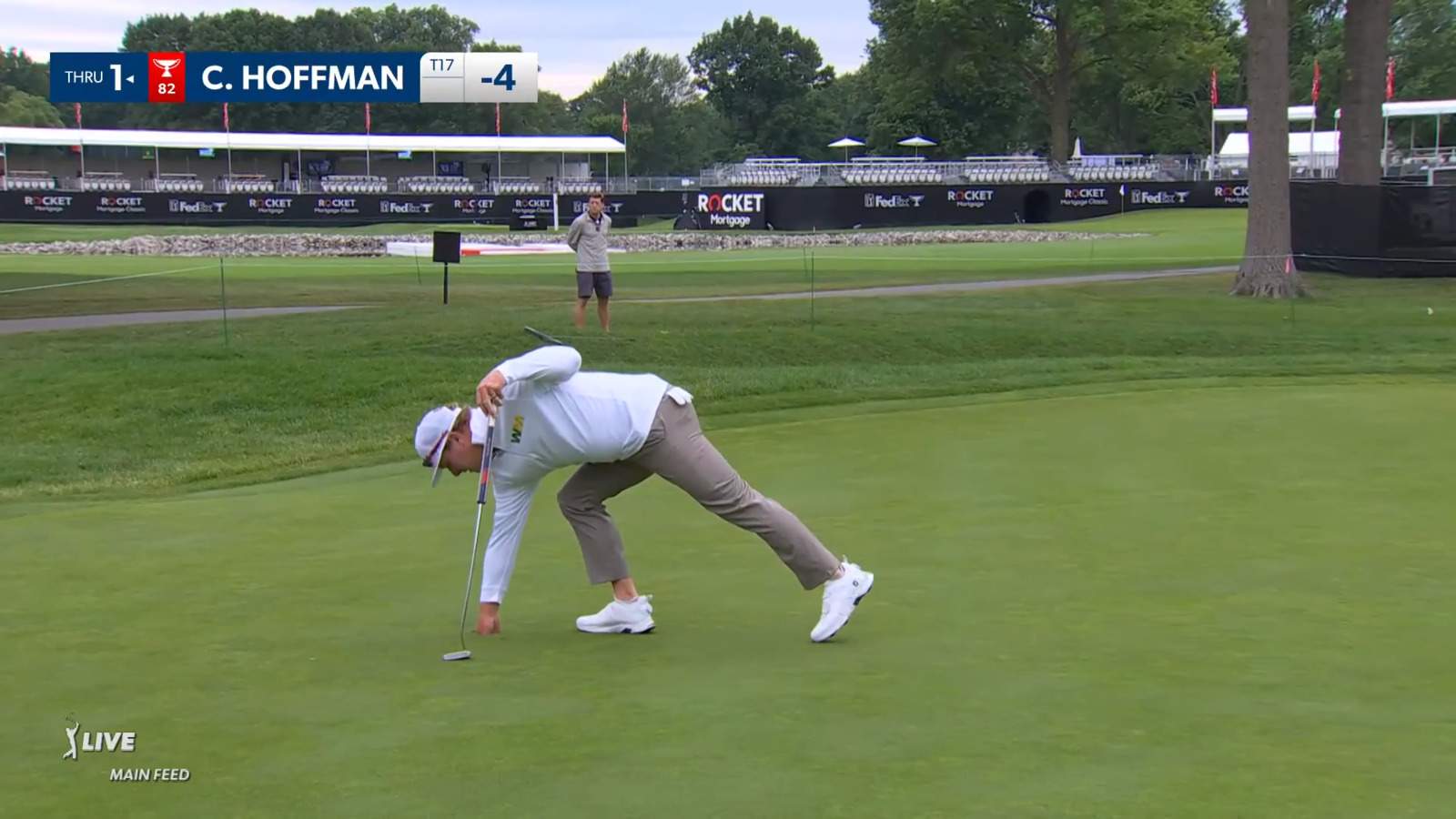 Charley Hoffman curls in a birdie putt at Rocket Mortgage