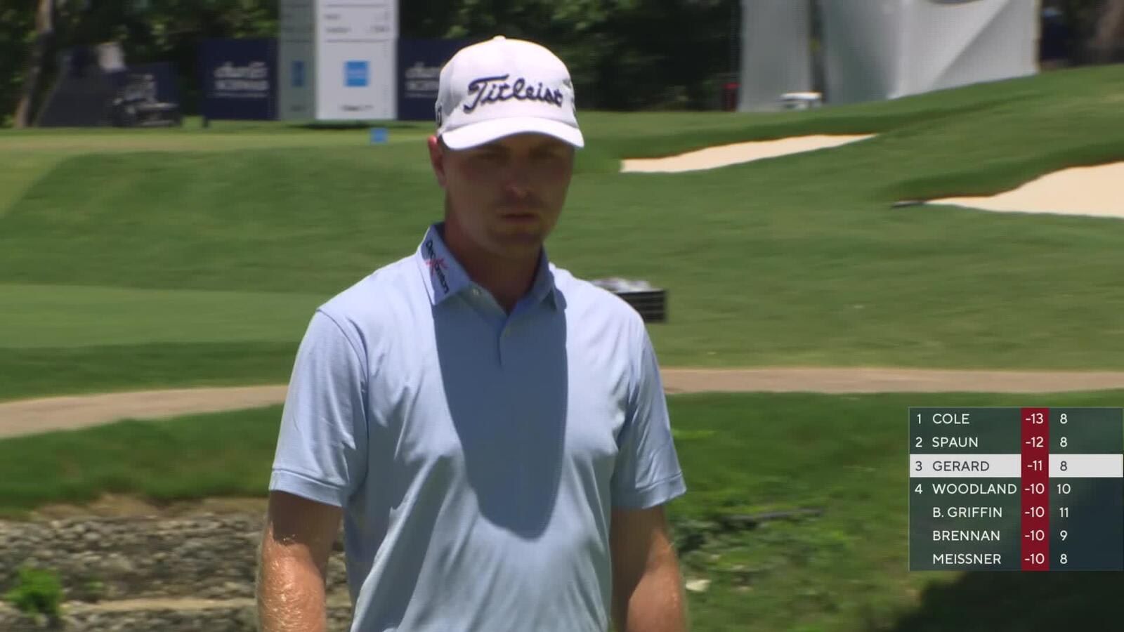 Ryan Gerard sinks 27-foot birdie putt on No. 8 at Charles Schwab