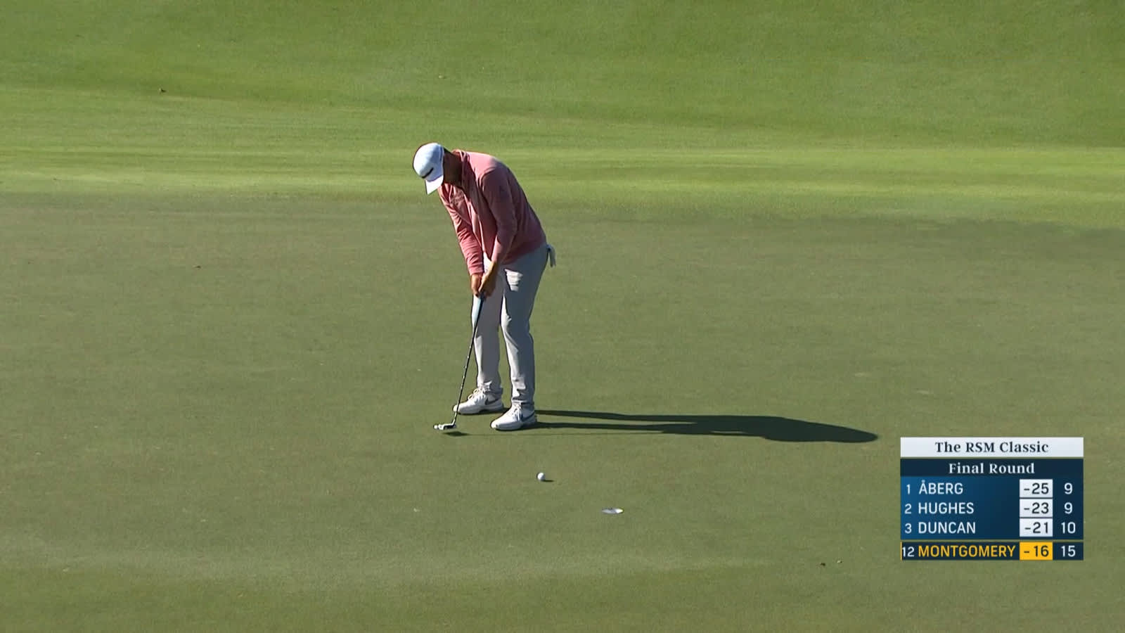 Taylor Montgomery rolls in putt for birdie at The RSM Classic