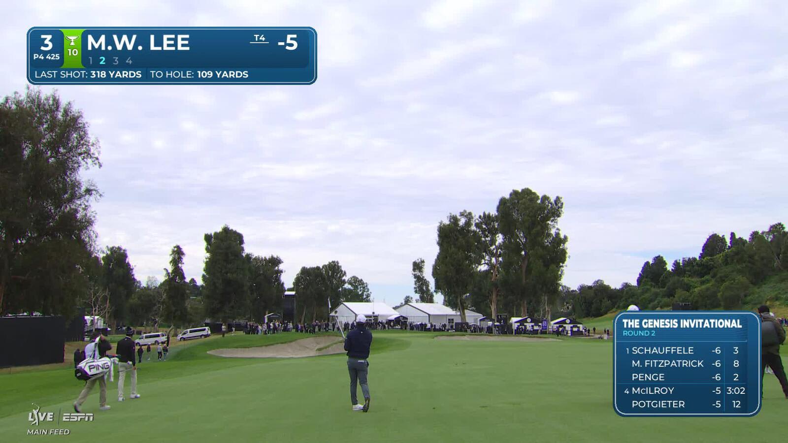 Min Woo Lee hits 107-yard approach to 7 feet, sets up birdie on No. 3 at The Genesis