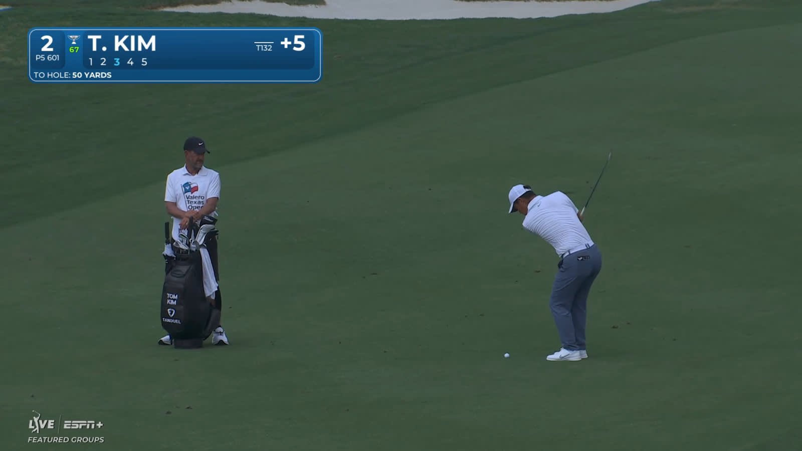 Tom Kim runs wedge close to yield birdie at Valero