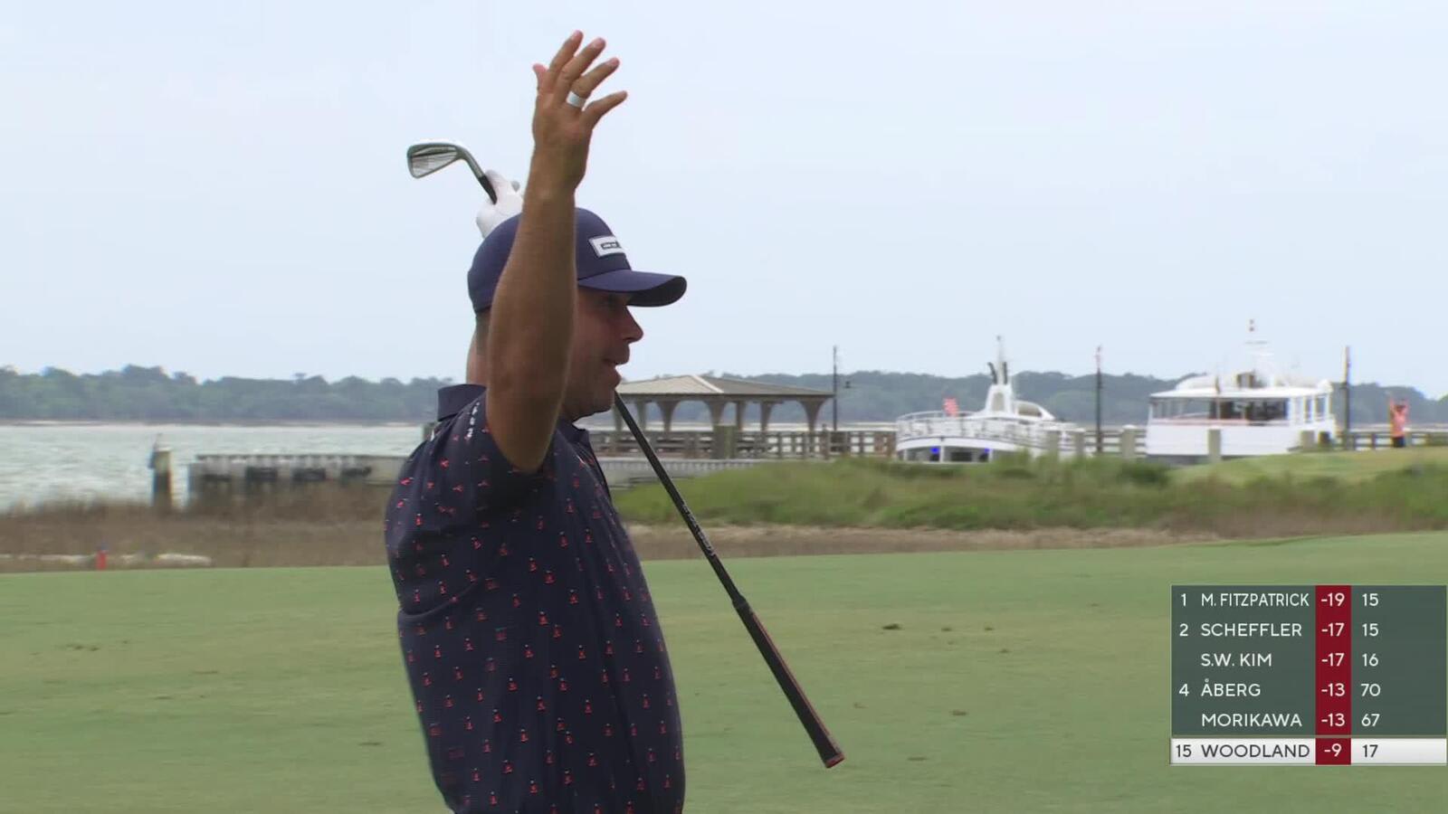 Gary Woodland holes 204-yard approach for eagle on No. 18 at RBC Heritage