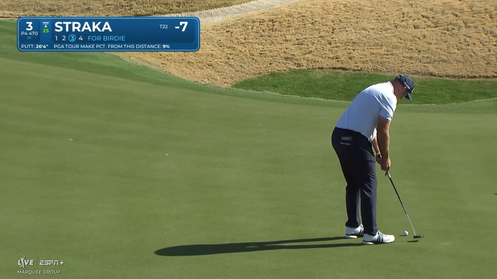 Sepp Straka bends in 26-foot birdie putt at The American Express