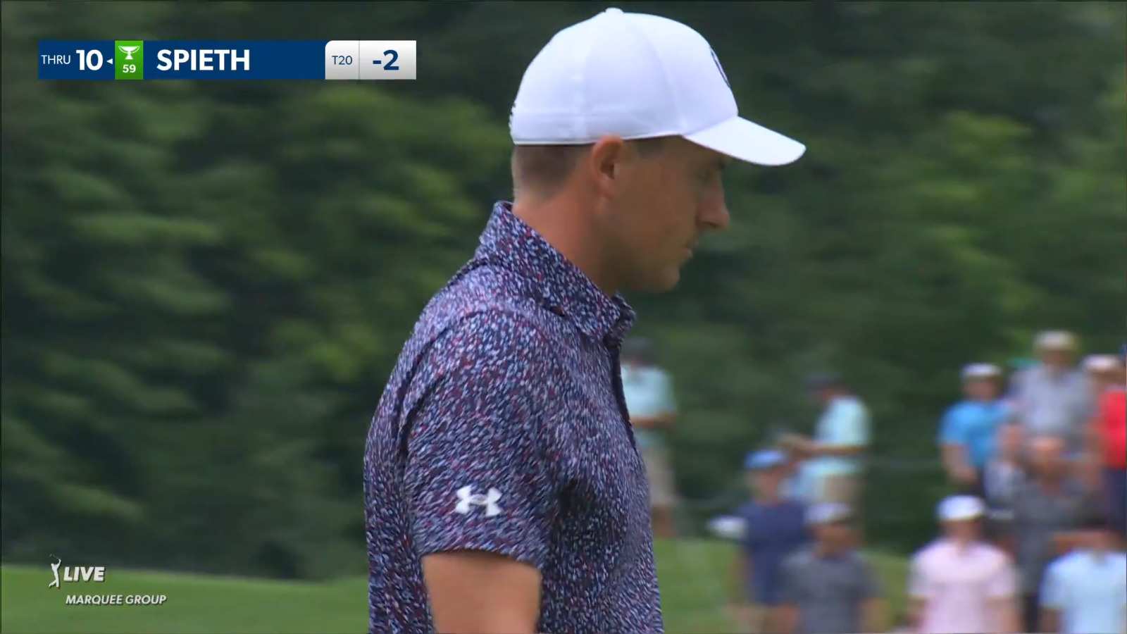 Jordan Spieth spins 104-yard approach in to setup birdie at John Deere